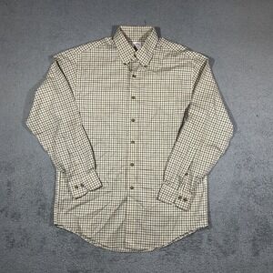 Brooks Brothers Men's Medim Cream Button Down Shirt Collar Check Pattern #1851